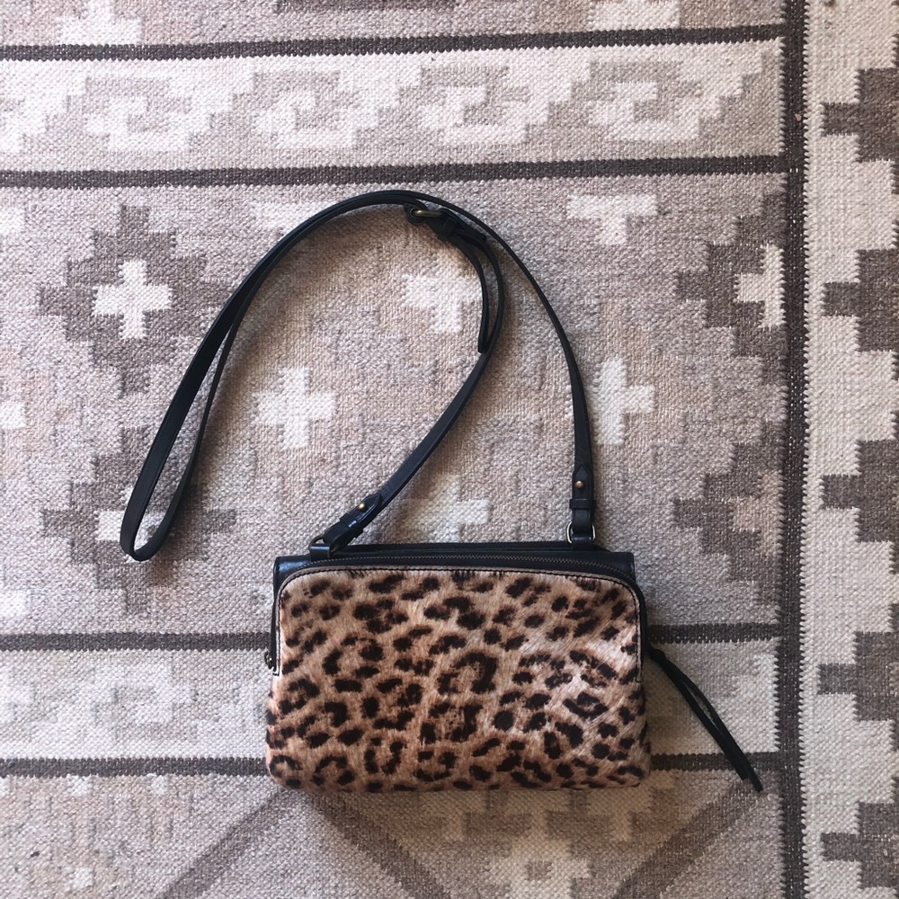 Madewell Leopard Print Calf Hair Crossbody Bag